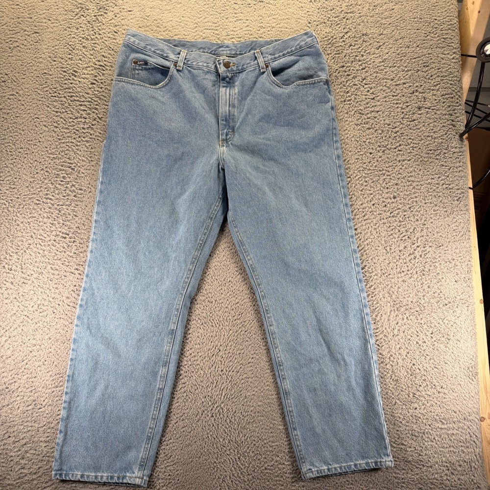 Vintage Lee Jeans Men 40x31 Blue Cotton Denim Straight Leg Workwear Baggy Travel